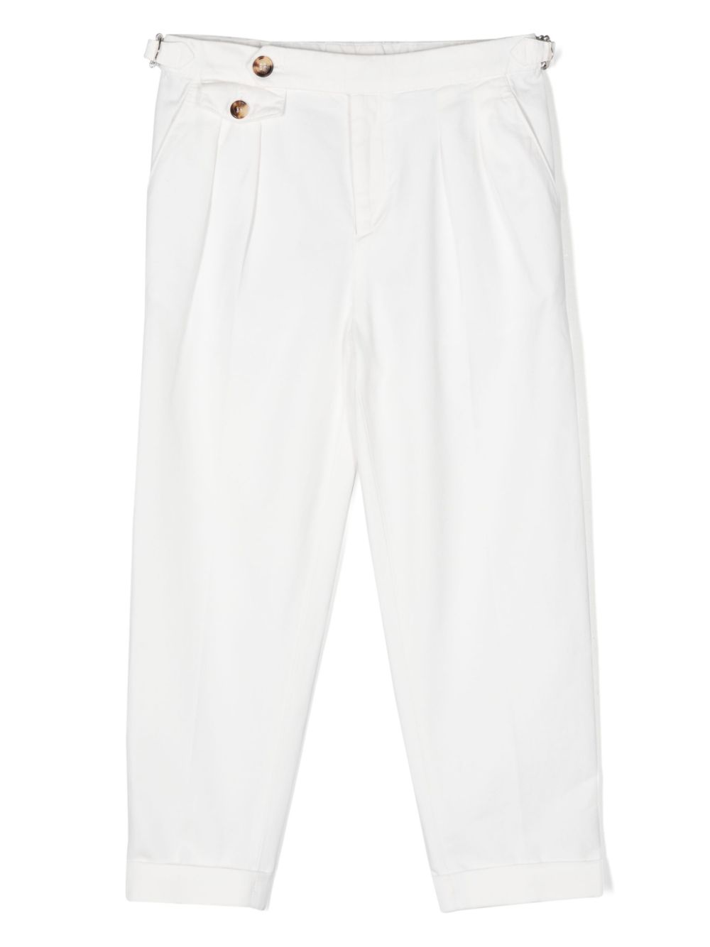 Brunello Cucinelli Kids pleat-detail cotton trousers - White von Brunello Cucinelli Kids