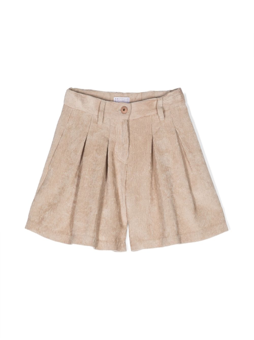 Brunello Cucinelli Kids pleated corduroy bermuda shorts - Neutrals von Brunello Cucinelli Kids