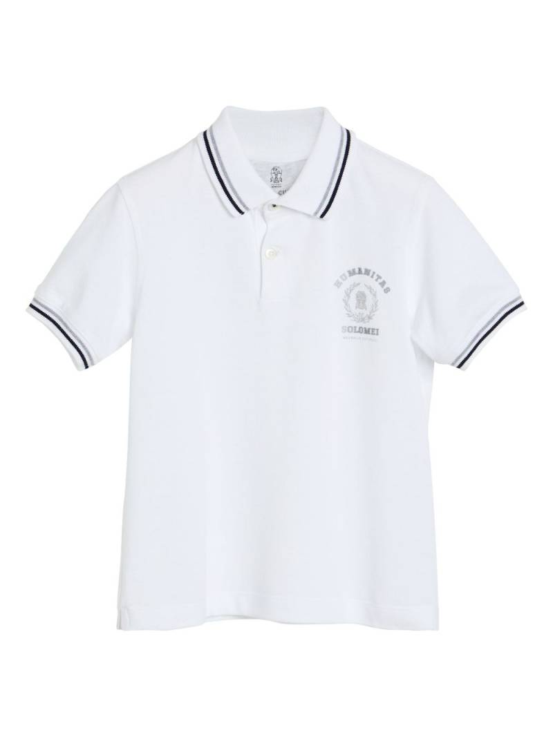 Brunello Cucinelli Kids printed cotton-piqué polo shirt - White von Brunello Cucinelli Kids