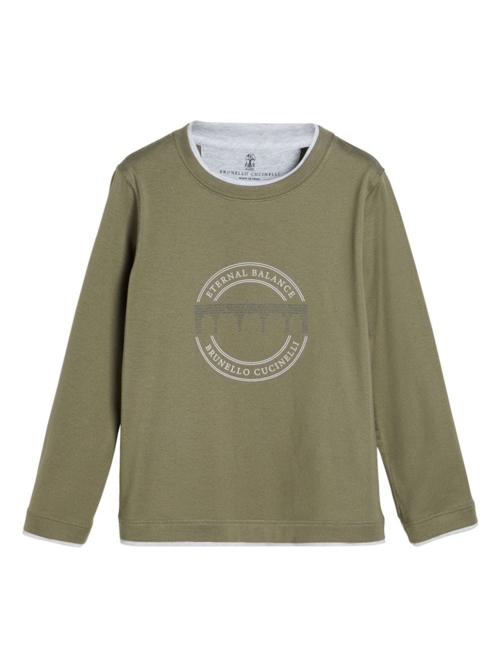 Brunello Cucinelli Kids printed faux-layered T-shirt - Green von Brunello Cucinelli Kids