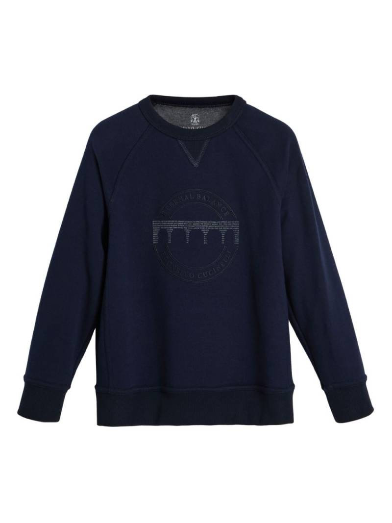 Brunello Cucinelli Kids printed jersey sweatshirt - Blue von Brunello Cucinelli Kids