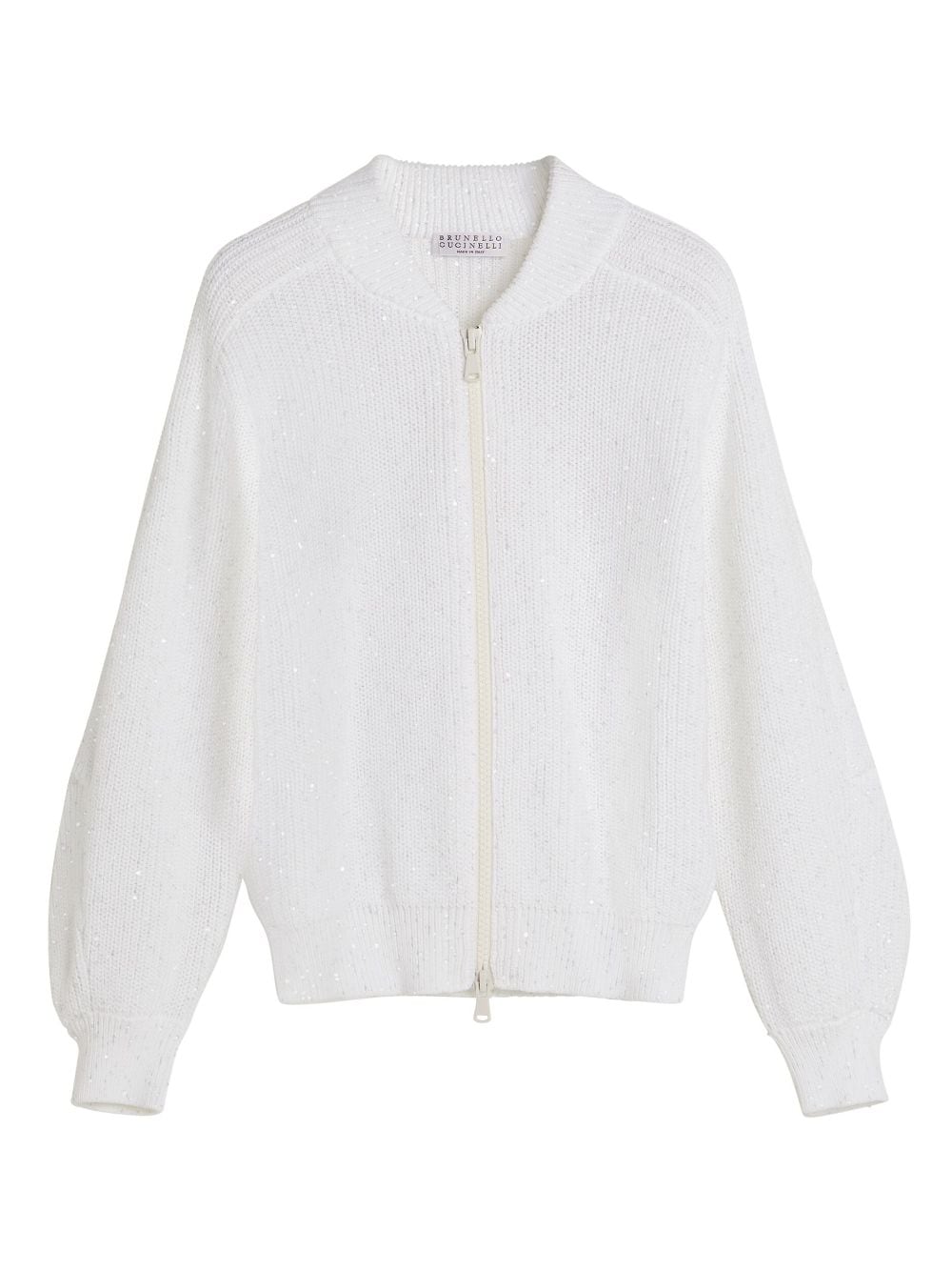 Brunello Cucinelli Kids ribbed-knit cashmere cardigan - White von Brunello Cucinelli Kids