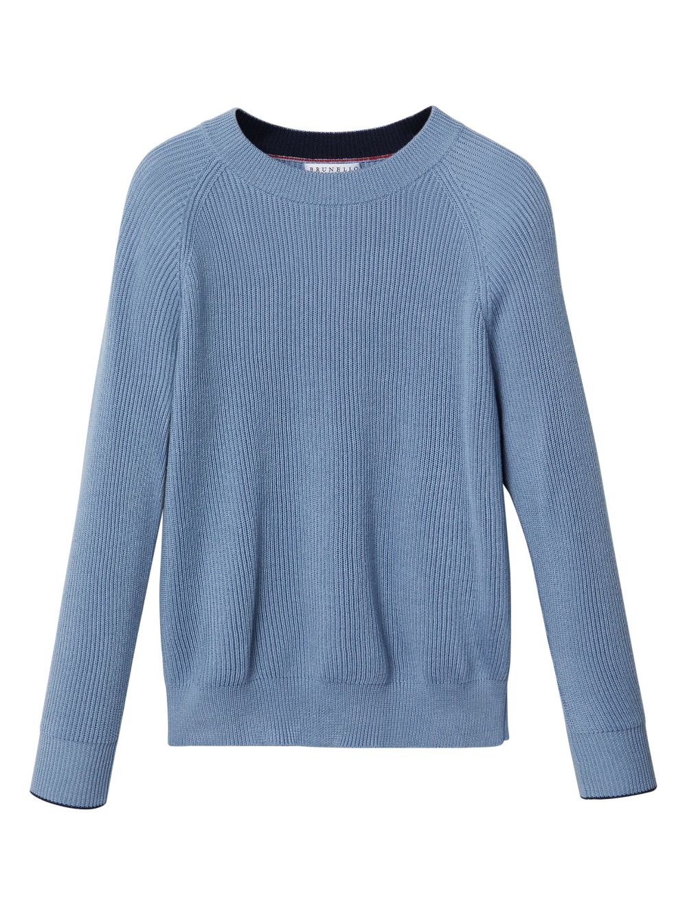 Brunello Cucinelli Kids ribbed-knit crew-neck jumper - Blue von Brunello Cucinelli Kids