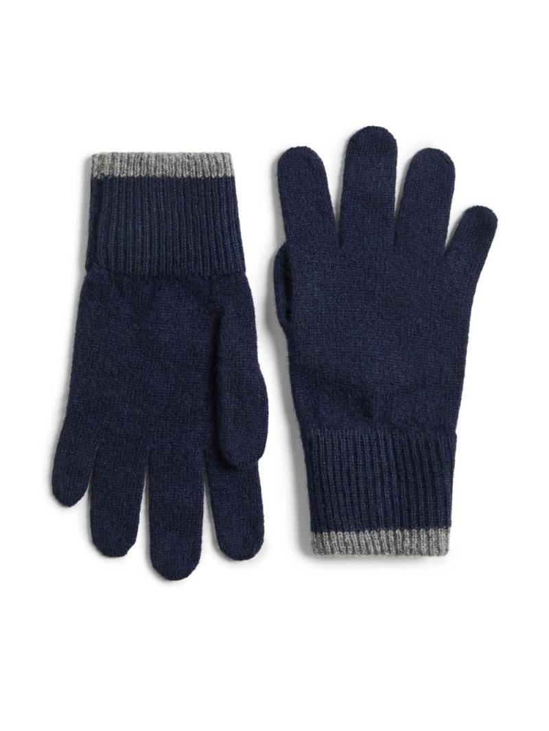 Brunello Cucinelli Kids ribbed trim cashmere gloves - Blue von Brunello Cucinelli Kids