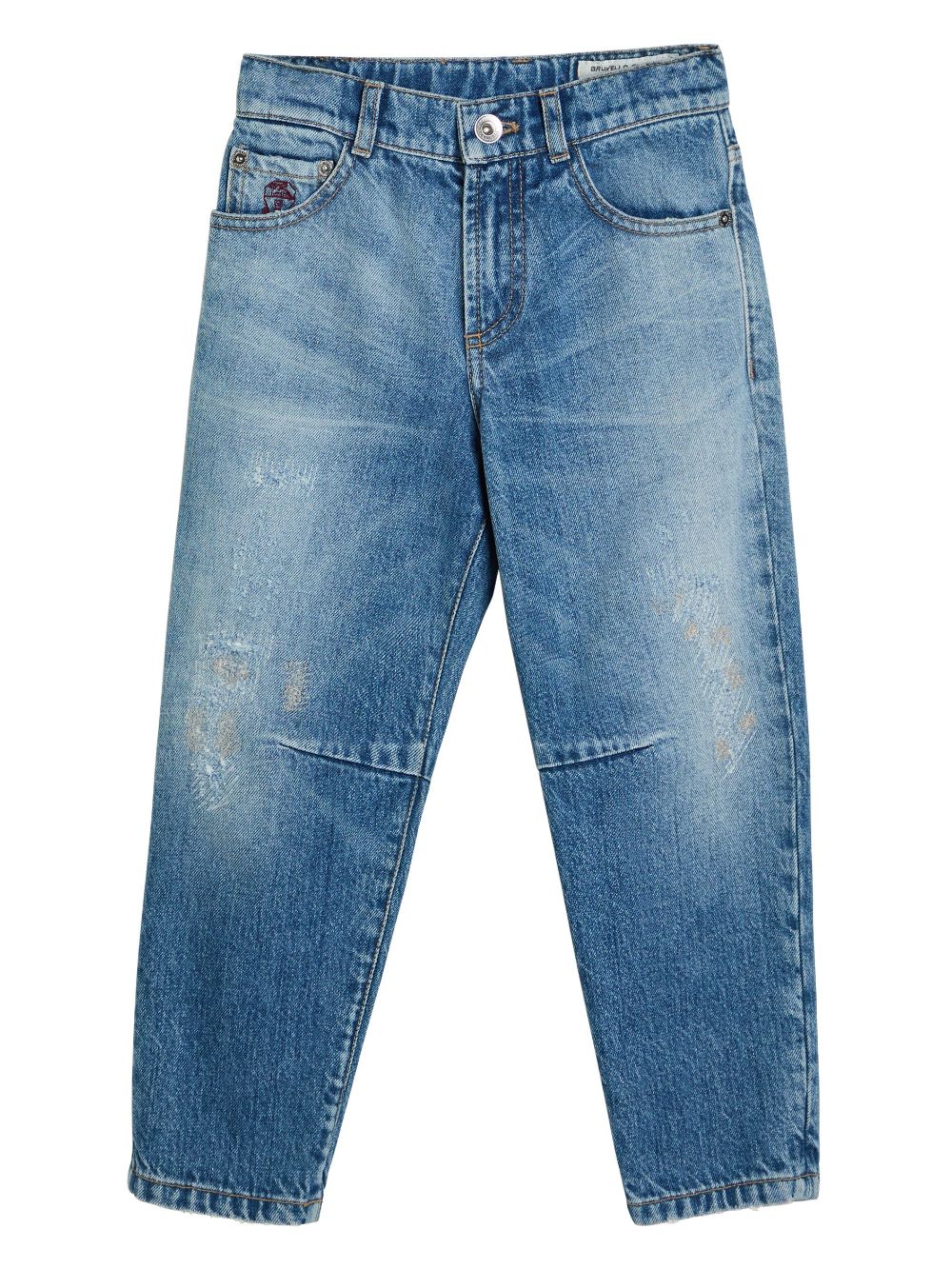 Brunello Cucinelli Kids ripped straight-leg jeans - Blue von Brunello Cucinelli Kids