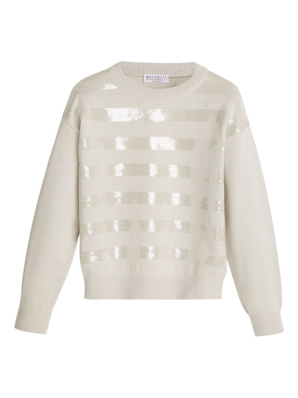 Brunello Cucinelli Kids sequin-embellished cotton jumper - White von Brunello Cucinelli Kids