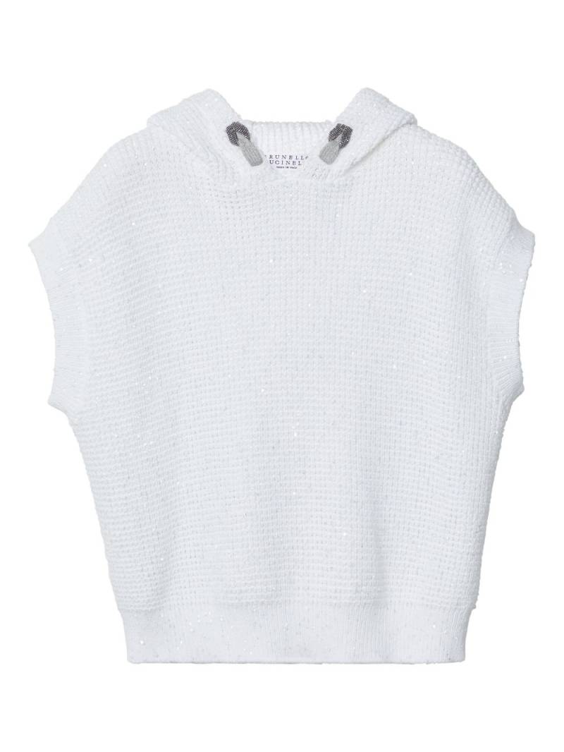 Brunello Cucinelli Kids sequin-embellished hooded sweatshirt - White von Brunello Cucinelli Kids