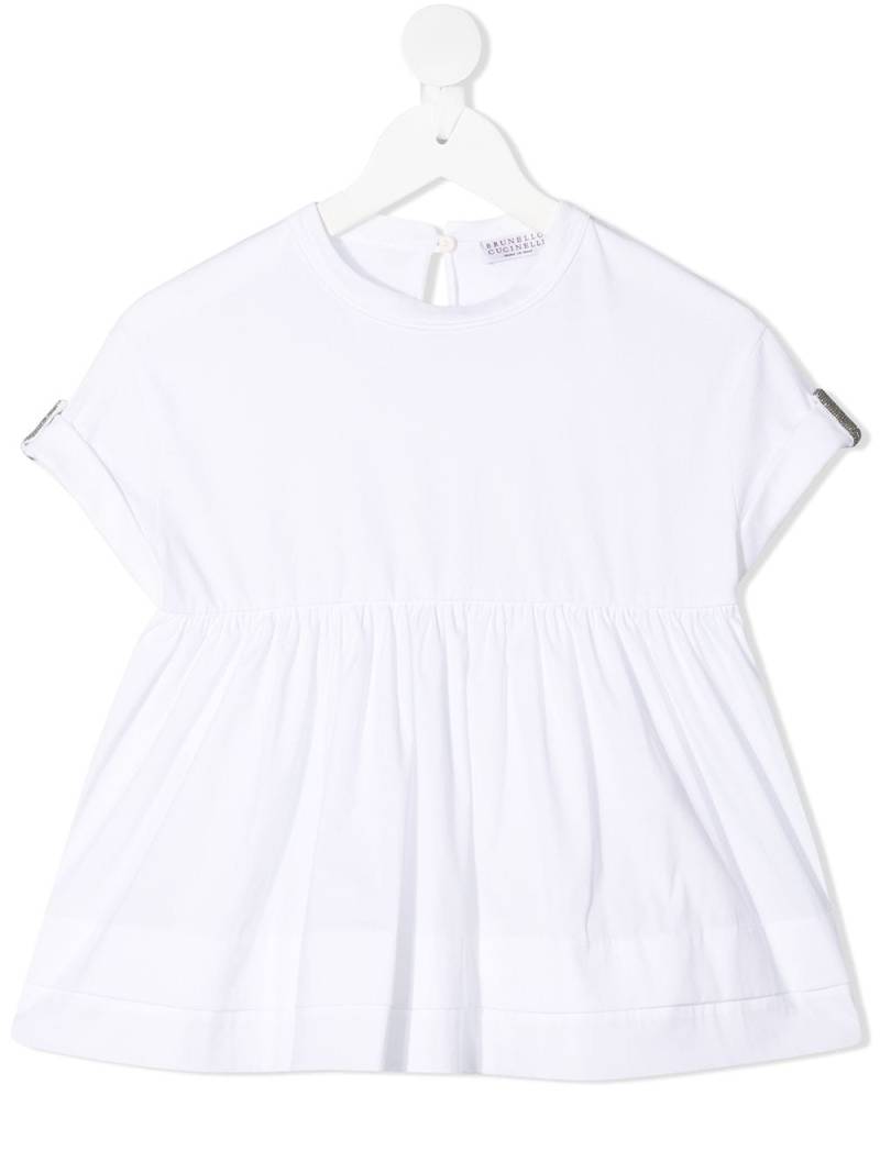 Brunello Cucinelli Kids short-sleeve peplum top - White von Brunello Cucinelli Kids