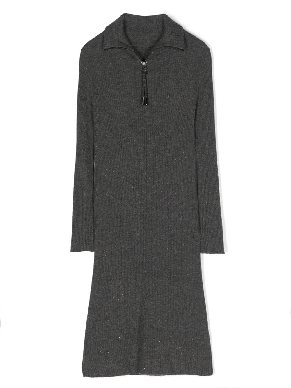 Brunello Cucinelli Kids short-zip ribbed-knit dress - Grey von Brunello Cucinelli Kids