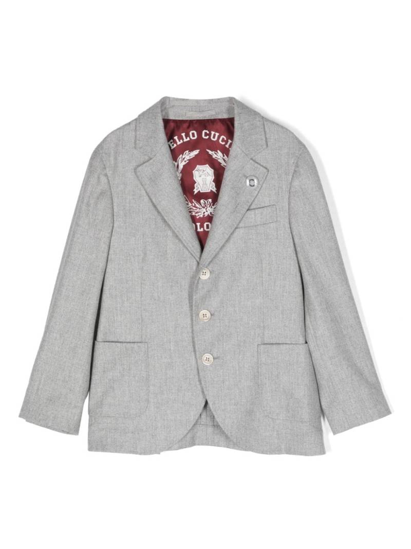 Brunello Cucinelli Kids single-breasted wool-blend flannel blazer - Grey von Brunello Cucinelli Kids