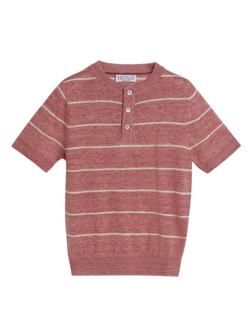 Brunello Cucinelli Kids striped knitted top - Red von Brunello Cucinelli Kids