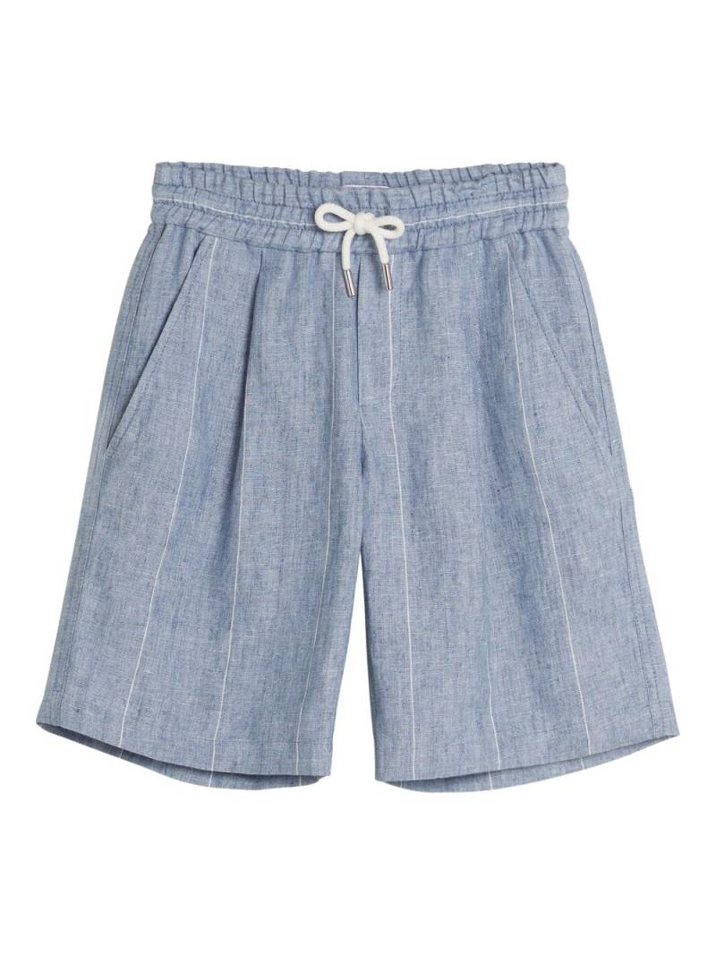 Brunello Cucinelli Kids striped organic-linen shorts - Blue von Brunello Cucinelli Kids