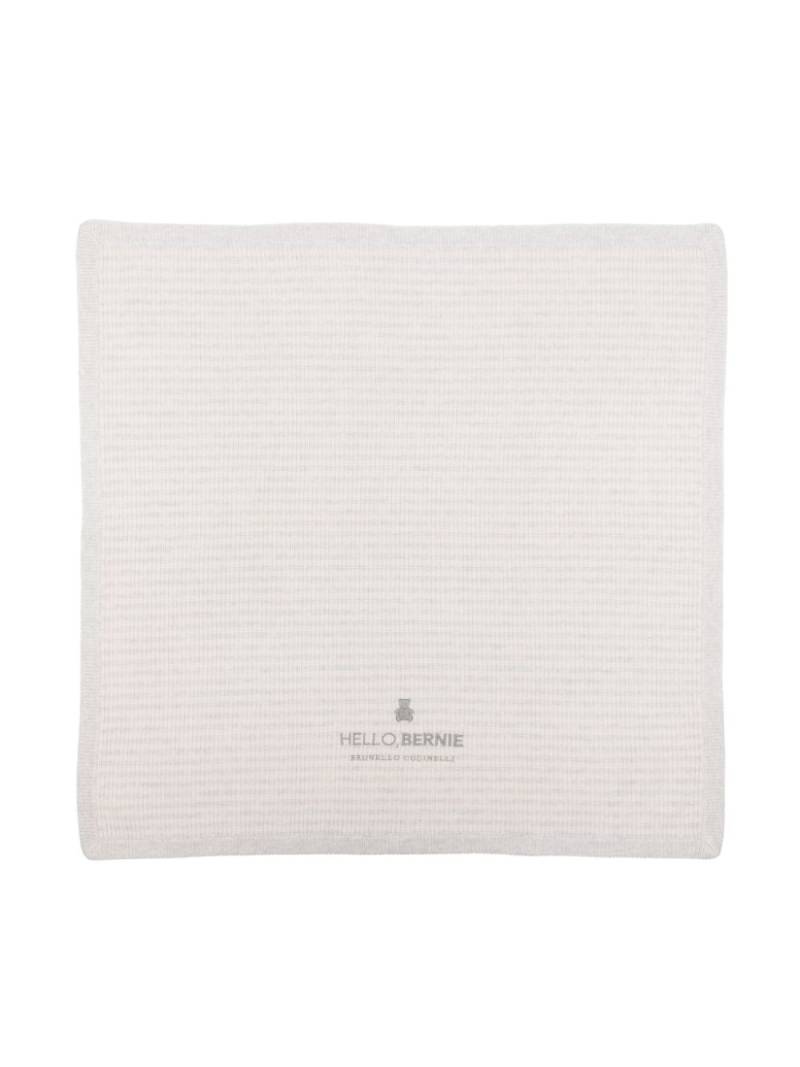 Brunello Cucinelli Kids striped ribbed-knit cashmere blanket - Grey von Brunello Cucinelli Kids