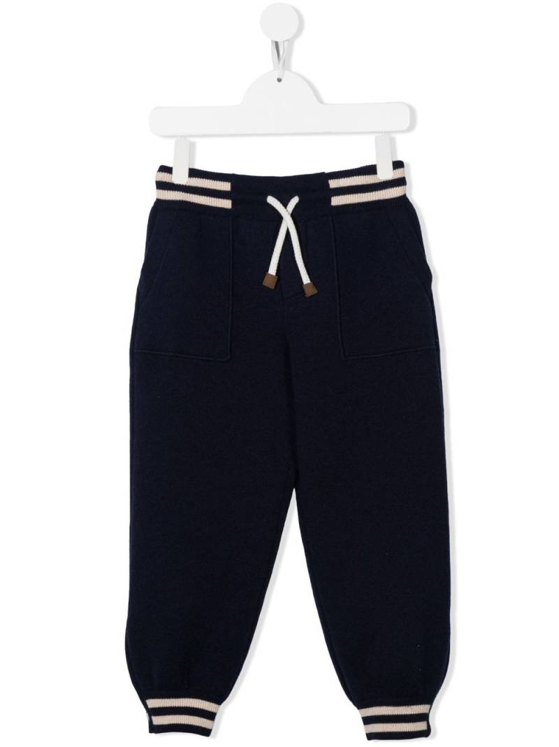 Brunello Cucinelli Kids striped-trim knitted joggers - Blue von Brunello Cucinelli Kids