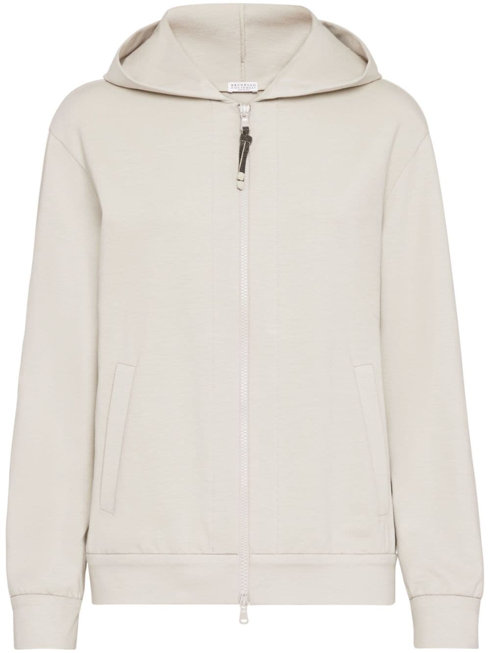 Brunello Cucinelli Monili bead-embellished zip hoodie - Neutrals von Brunello Cucinelli