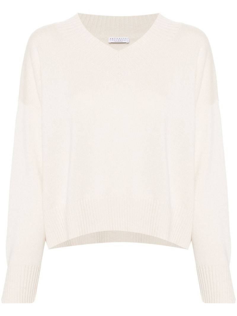 Brunello Cucinelli Monili-chain cashmere jumper - Neutrals von Brunello Cucinelli