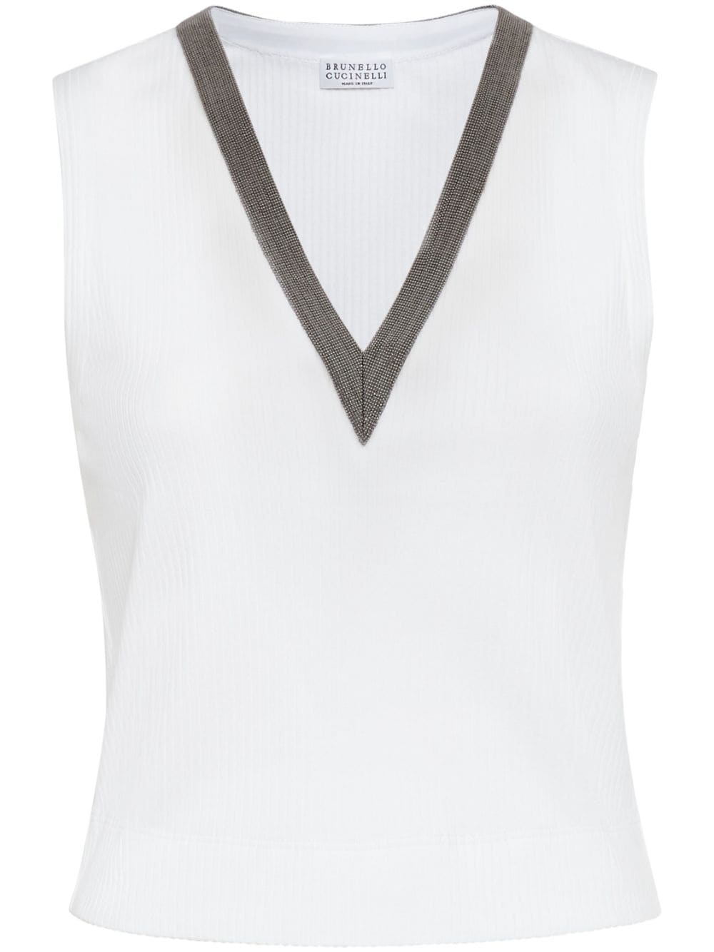 Brunello Cucinelli Monili-chain cotton tank top - White von Brunello Cucinelli