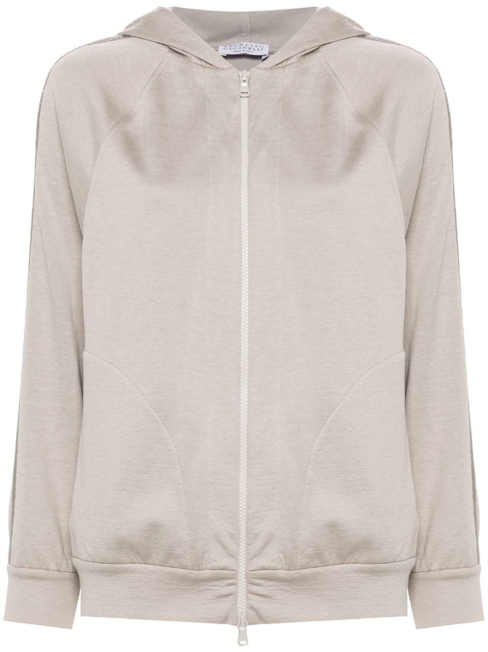 Brunello Cucinelli Monili chain-detail hooded jacket - Grey von Brunello Cucinelli