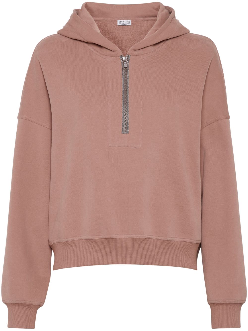 Brunello Cucinelli Monili-chain half-zip hoodie - Pink von Brunello Cucinelli