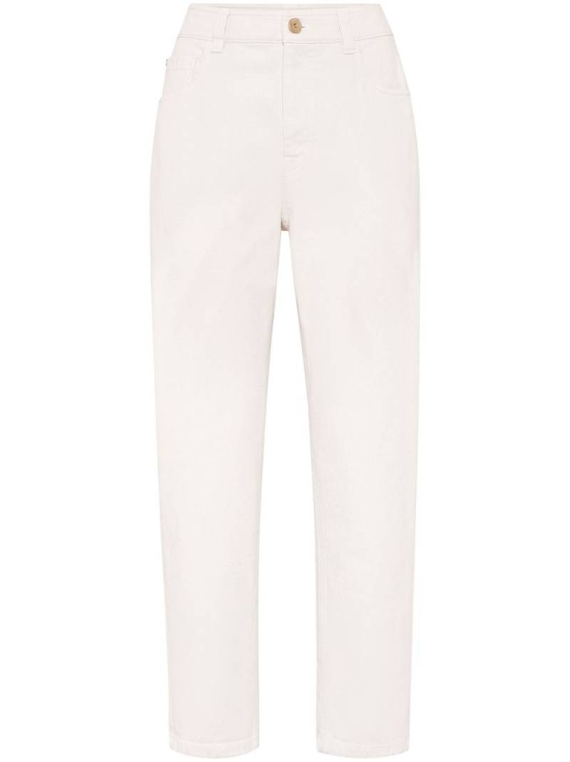 Brunello Cucinelli Monili-chain high-rise straight-leg jeans - Neutrals von Brunello Cucinelli