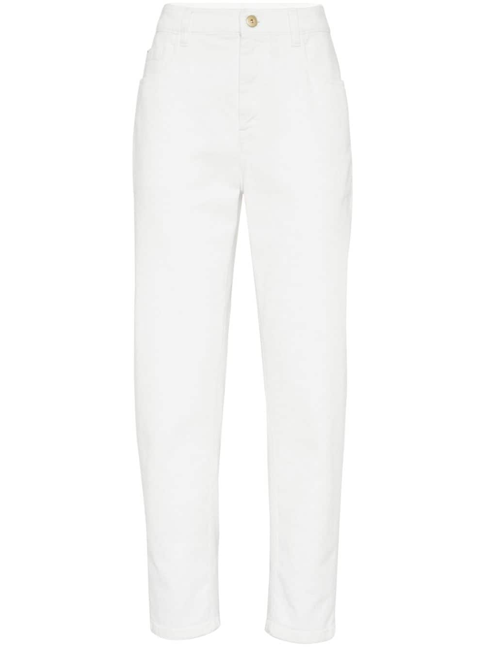 Brunello Cucinelli Monili-chain high-rise tapered jeans - White von Brunello Cucinelli