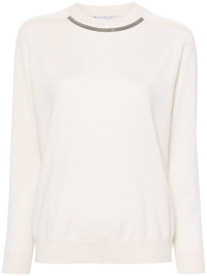 Brunello Cucinelli Monili-chain knitted top - Neutrals von Brunello Cucinelli