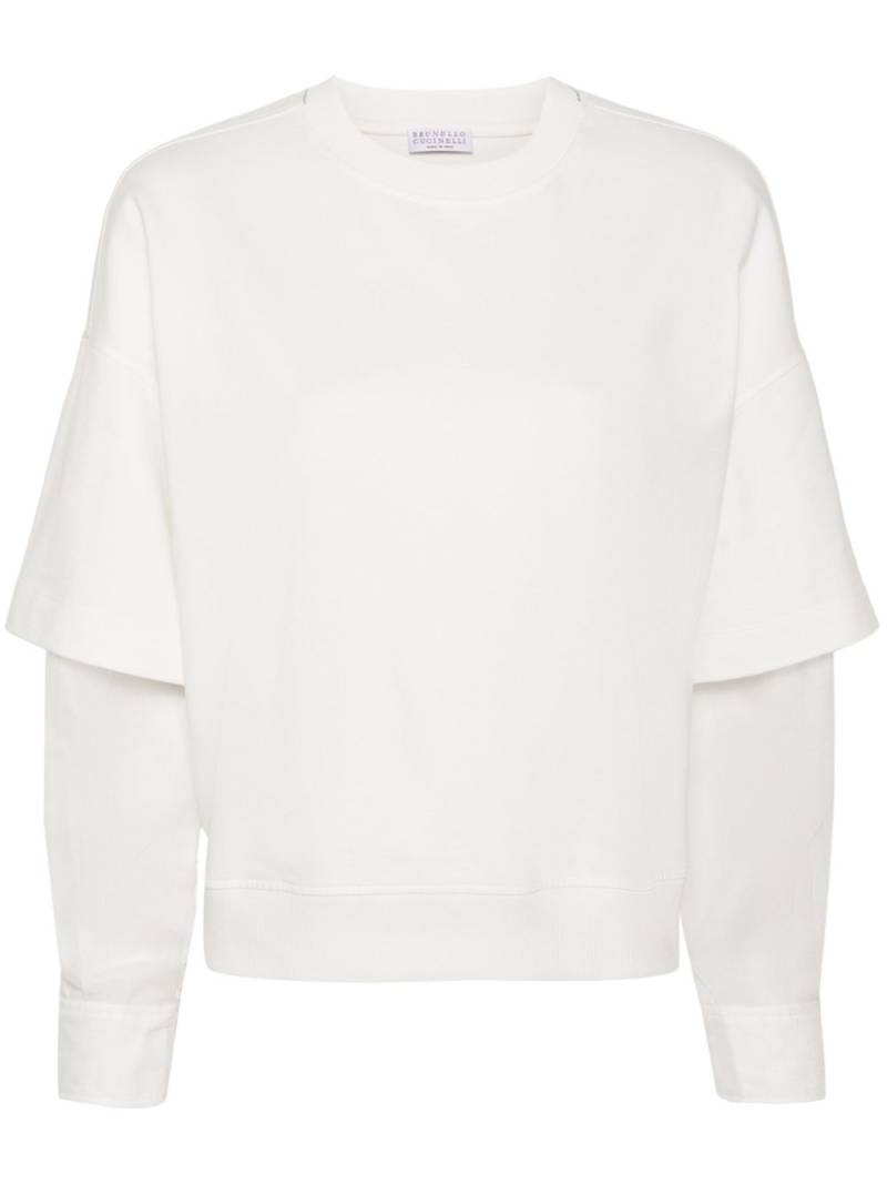 Brunello Cucinelli Monili-chain layered sweatshirt - White von Brunello Cucinelli