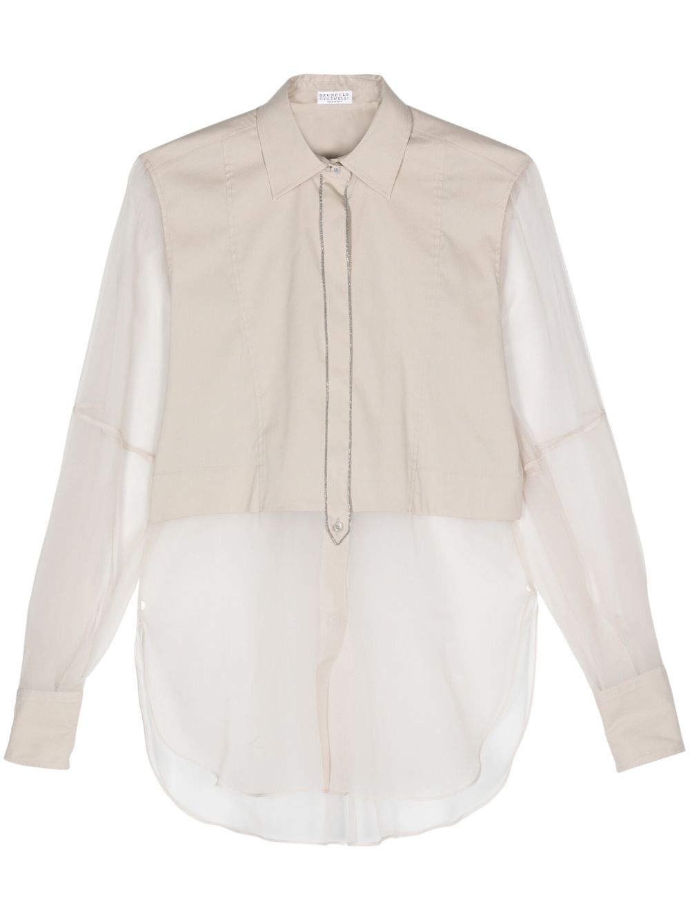 Brunello Cucinelli Monili-chain panelled shirt - Neutrals von Brunello Cucinelli