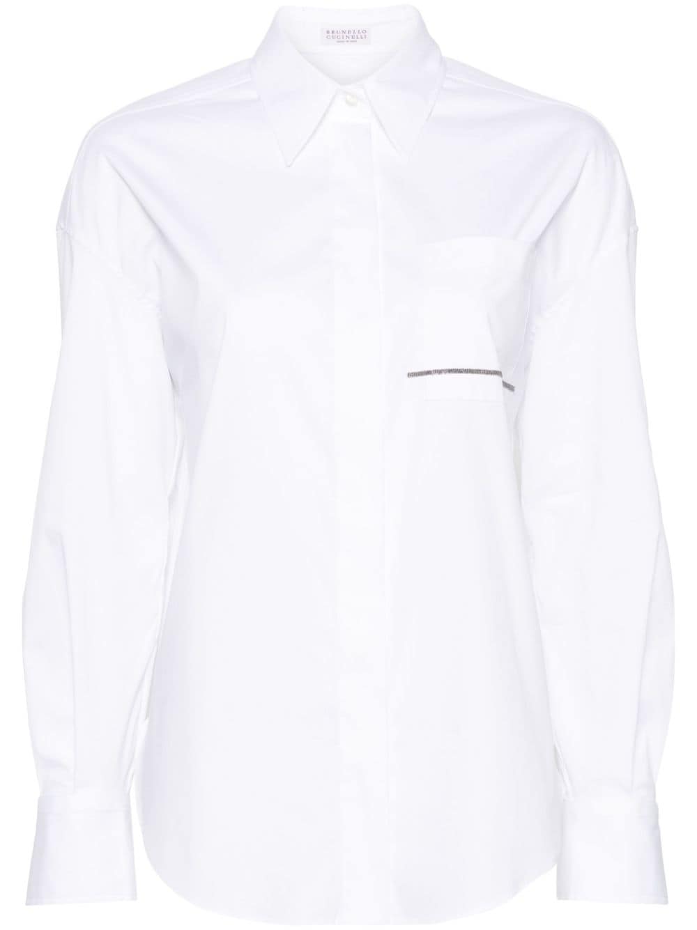 Brunello Cucinelli Monili-chain poplin shirt - White von Brunello Cucinelli