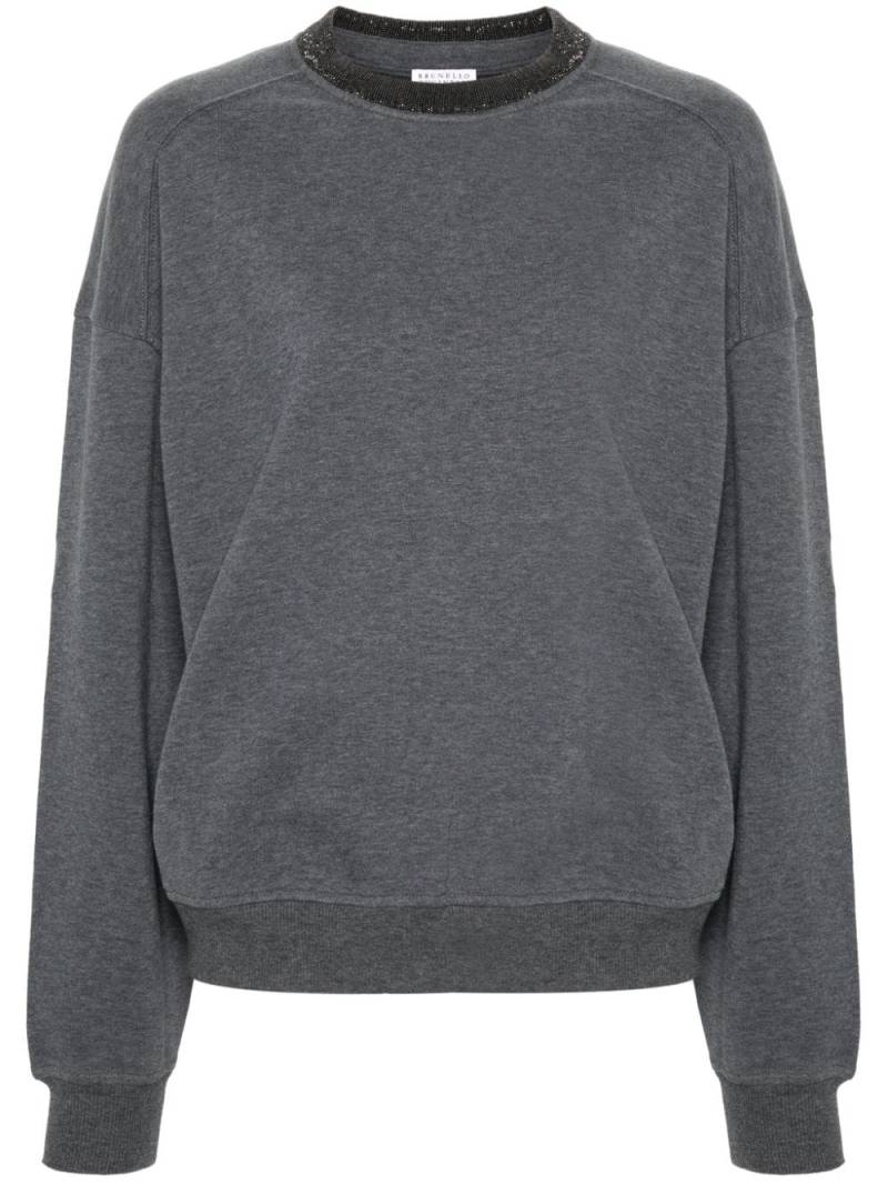 Brunello Cucinelli Monili-detail cotton sweatshirt - Grey von Brunello Cucinelli