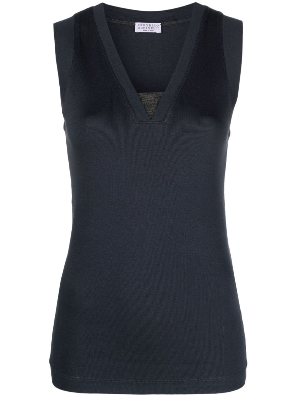 Brunello Cucinelli Monili-detail jersey tank top - Blue von Brunello Cucinelli