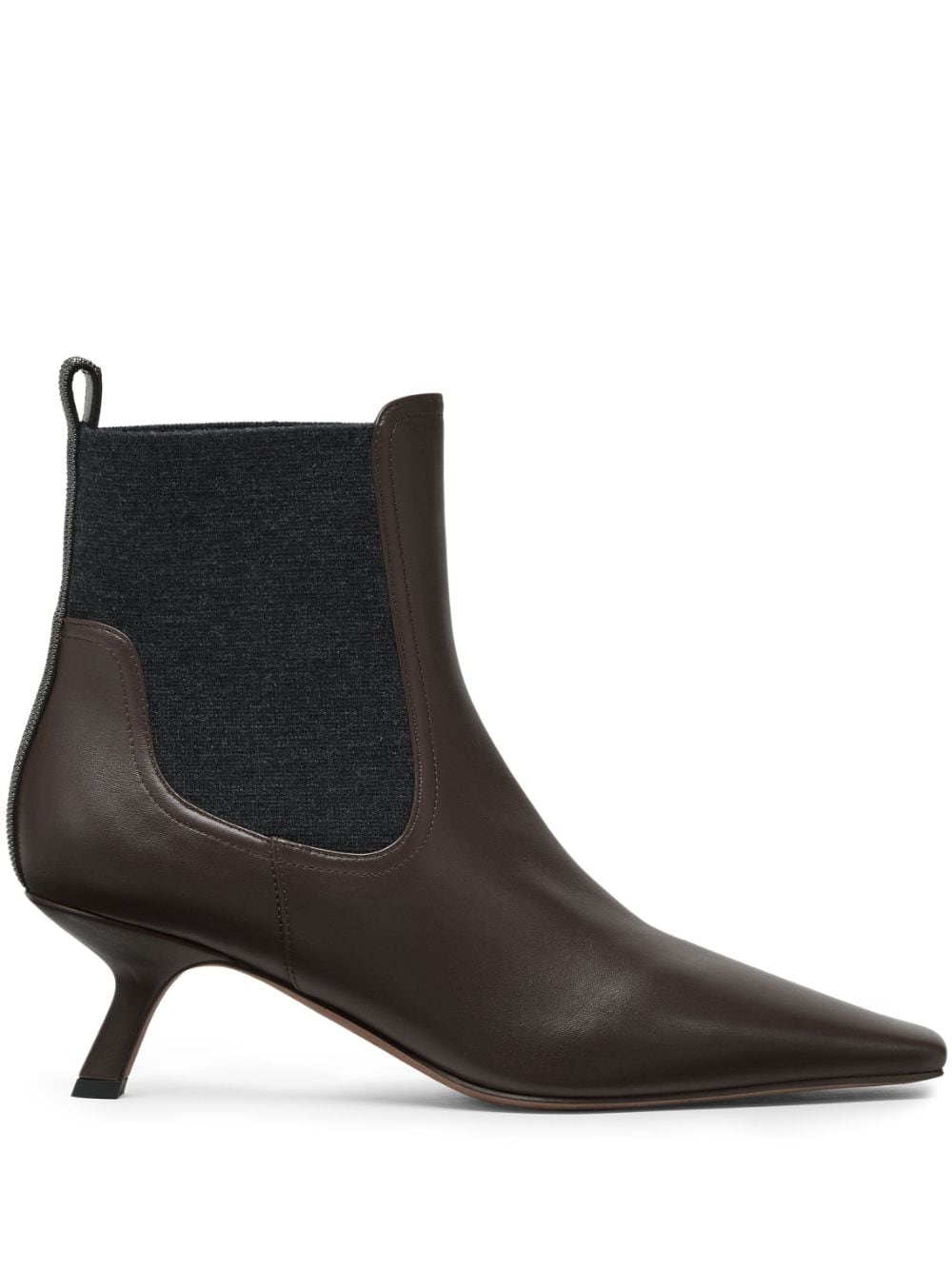 Brunello Cucinelli Monili detail leather ankle boots - Brown von Brunello Cucinelli