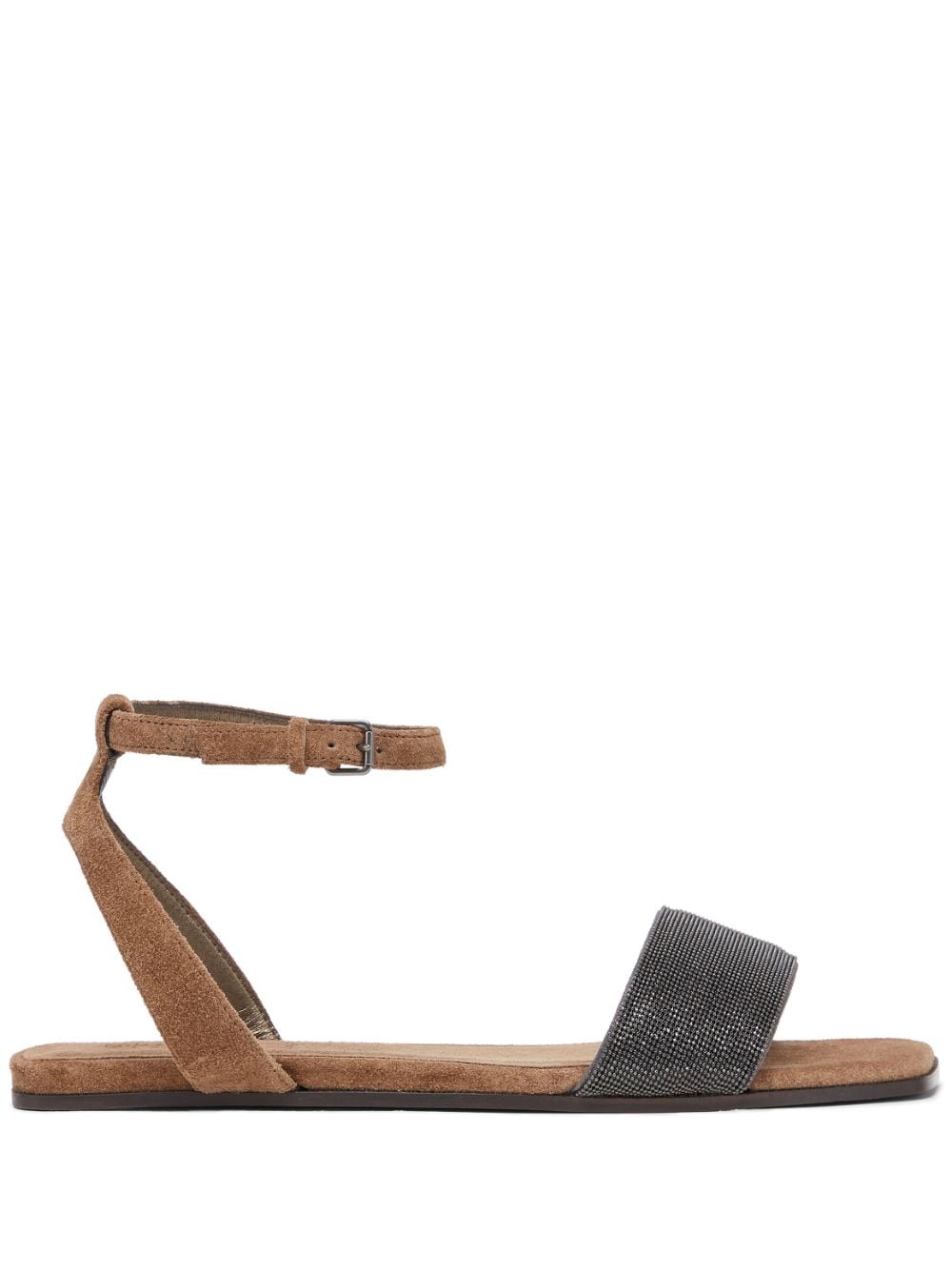 Brunello Cucinelli Monili-detail leather sandals - Brown von Brunello Cucinelli