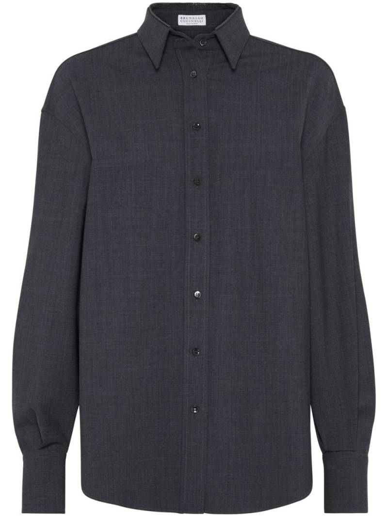 Brunello Cucinelli Monili-detail long-sleeve shirt - Grey von Brunello Cucinelli