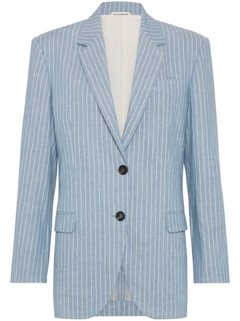 Brunello Cucinelli Monili-detail twill blazer - Blue von Brunello Cucinelli