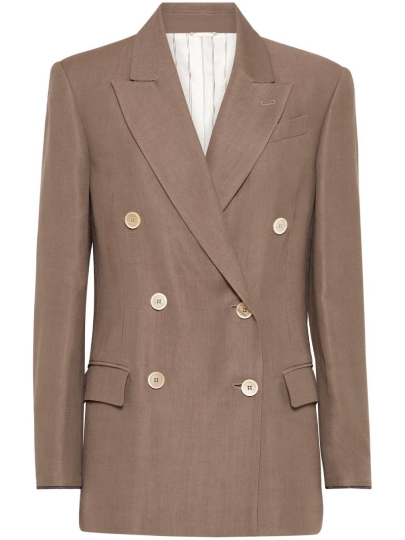 Brunello Cucinelli Monili-detail twill blazer - Brown von Brunello Cucinelli