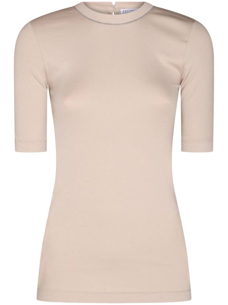 Brunello Cucinelli Monili-embellished T-shirt - Neutrals von Brunello Cucinelli