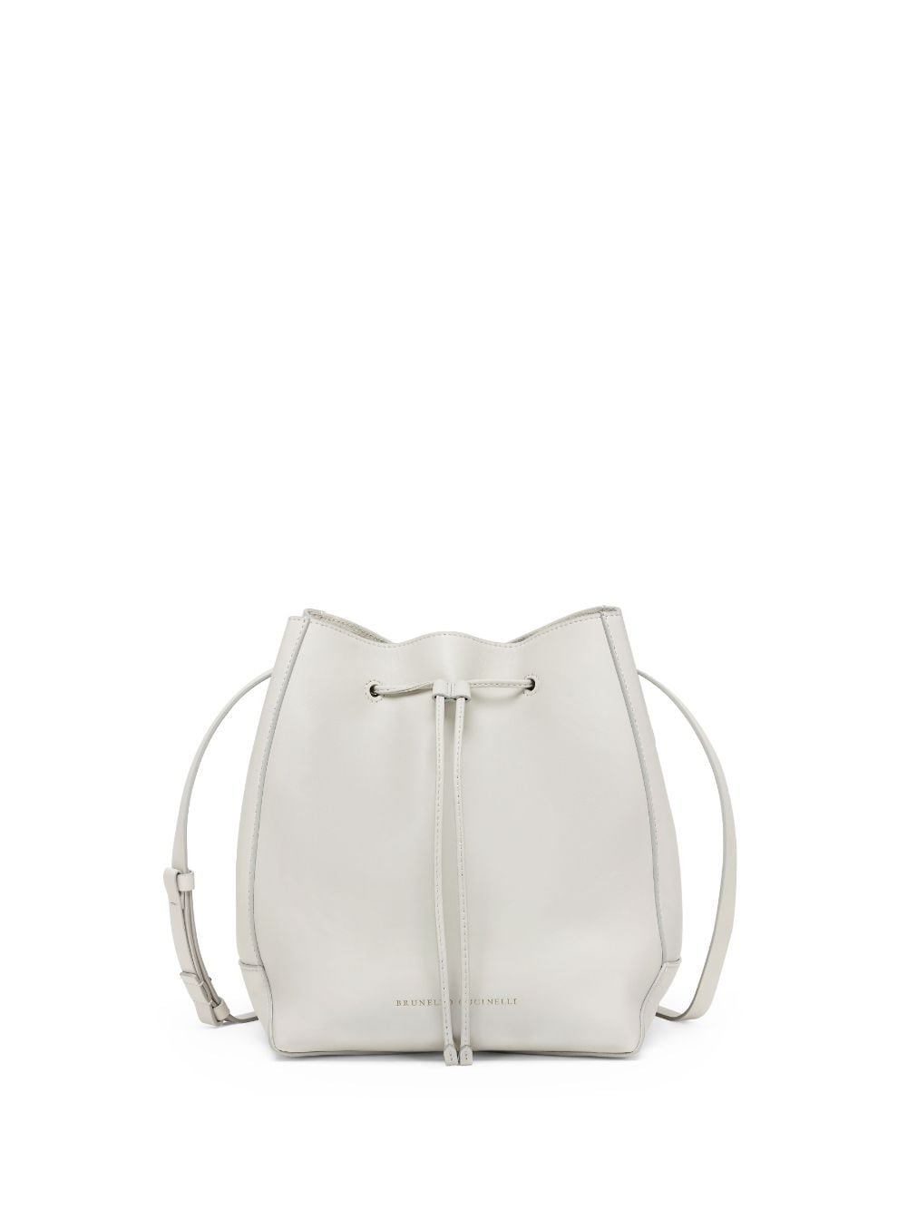 Brunello Cucinelli Monili-embellished leather bucket bag - Grey von Brunello Cucinelli