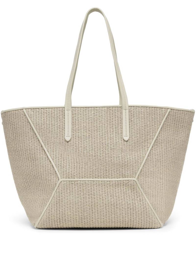 Brunello Cucinelli Techno BC Duo raffia tote bag - Neutrals von Brunello Cucinelli