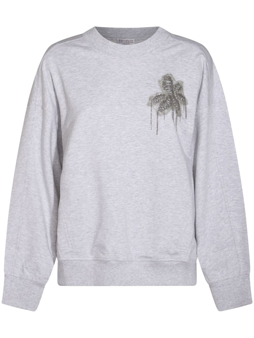 Brunello Cucinelli Monili-embellished sweatshirt - Grey von Brunello Cucinelli