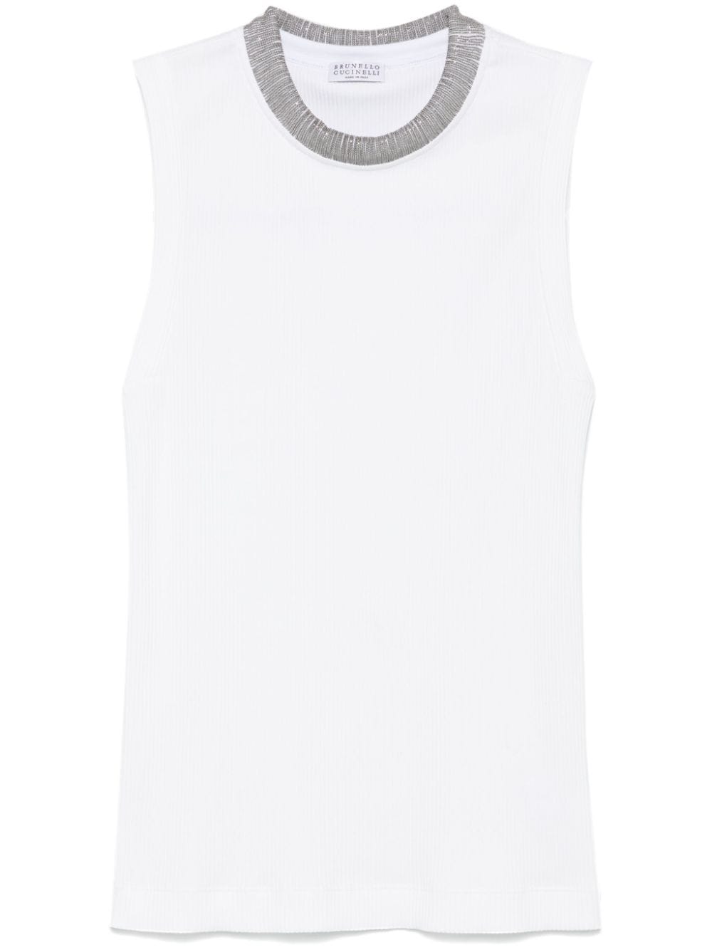 Brunello Cucinelli Monili-embellished tank top - White von Brunello Cucinelli