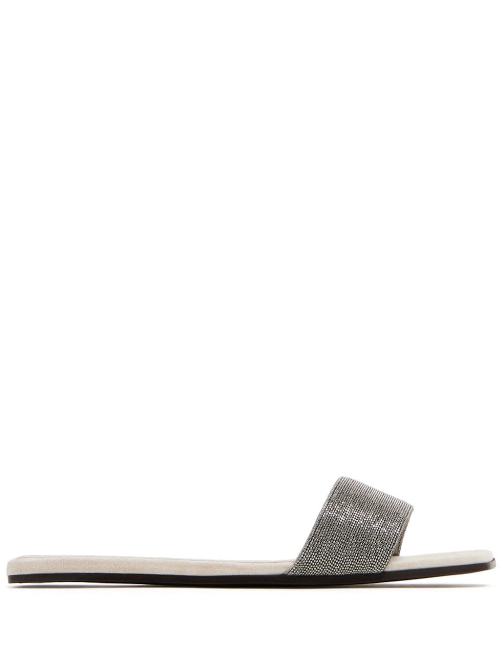 Brunello Cucinelli Monili leather slides - Silver von Brunello Cucinelli