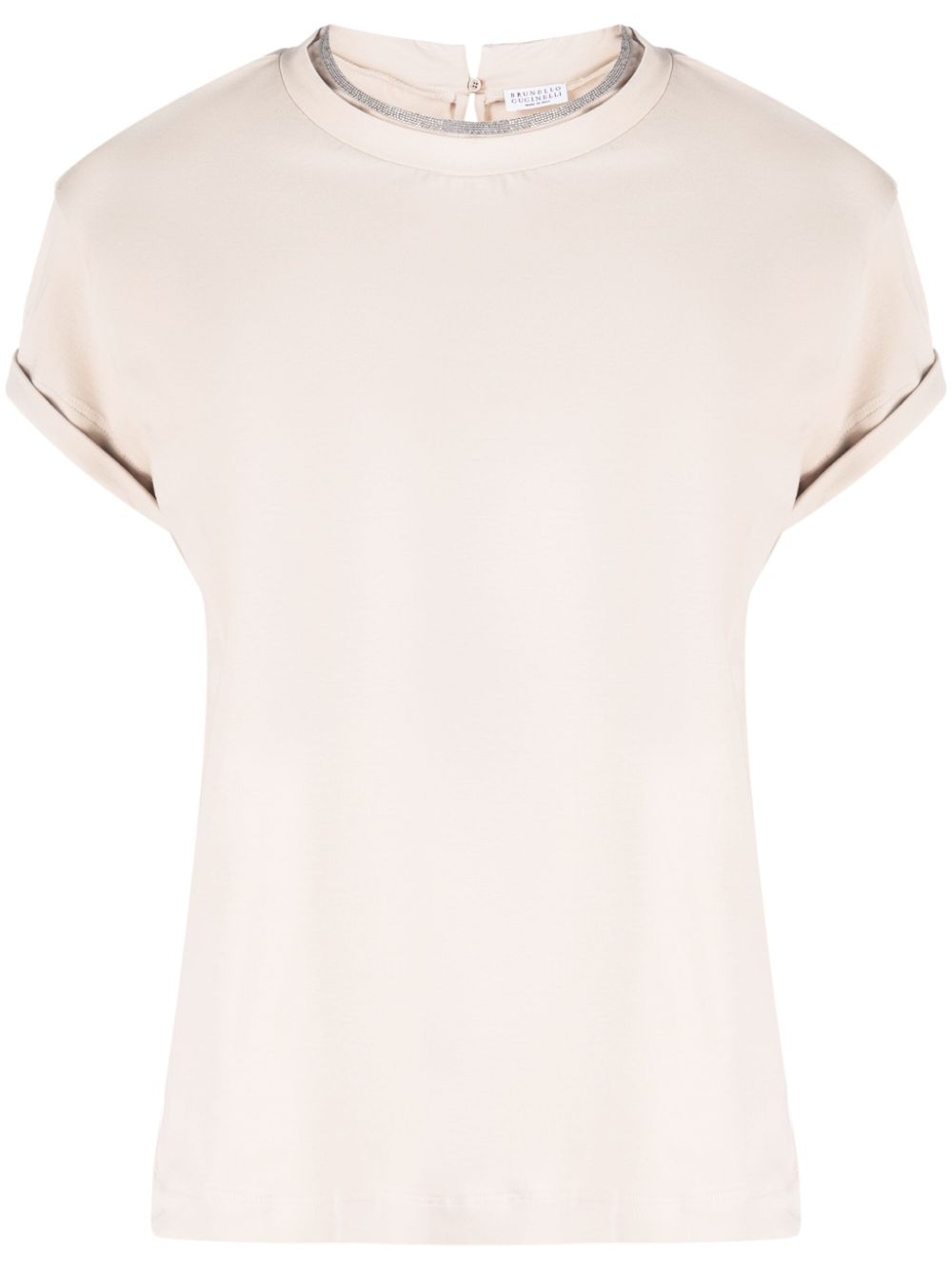 Brunello Cucinelli Monili-trim short-sleeve T-shirt - Neutrals von Brunello Cucinelli