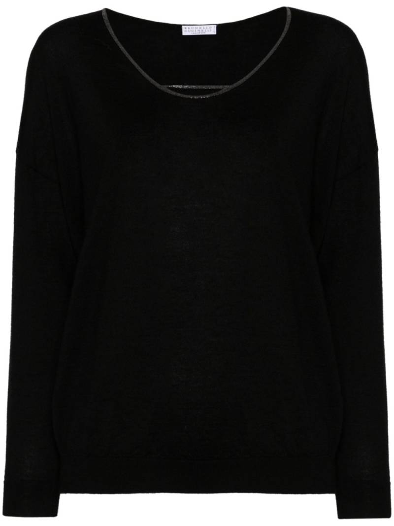 Brunello Cucinelli Monili-trim sweater - Black von Brunello Cucinelli