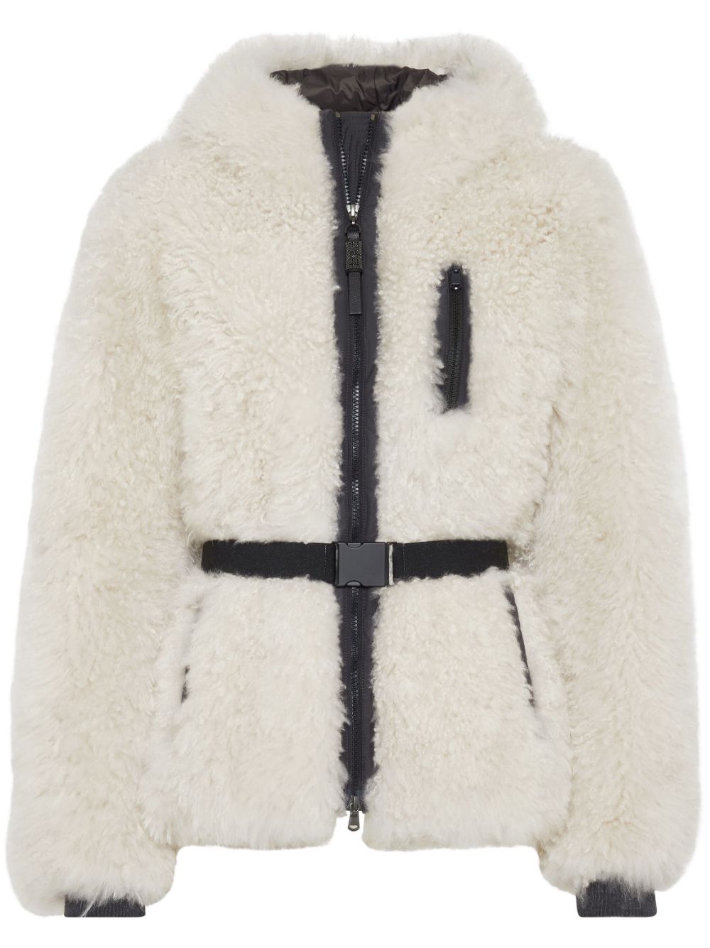 Brunello Cucinelli Plush shearling jacket - White von Brunello Cucinelli