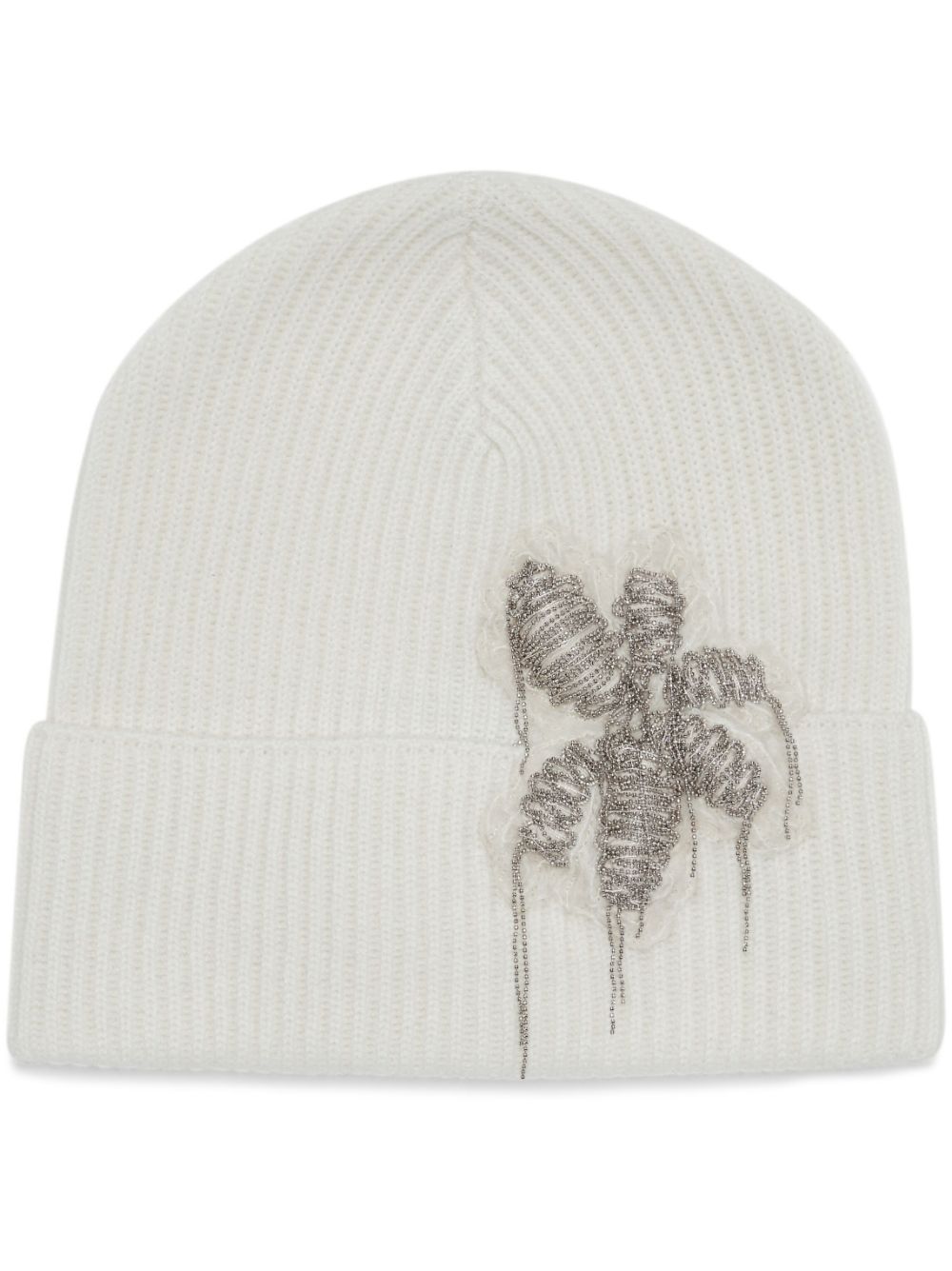 Brunello Cucinelli Precious Flower Crest beanie - White von Brunello Cucinelli