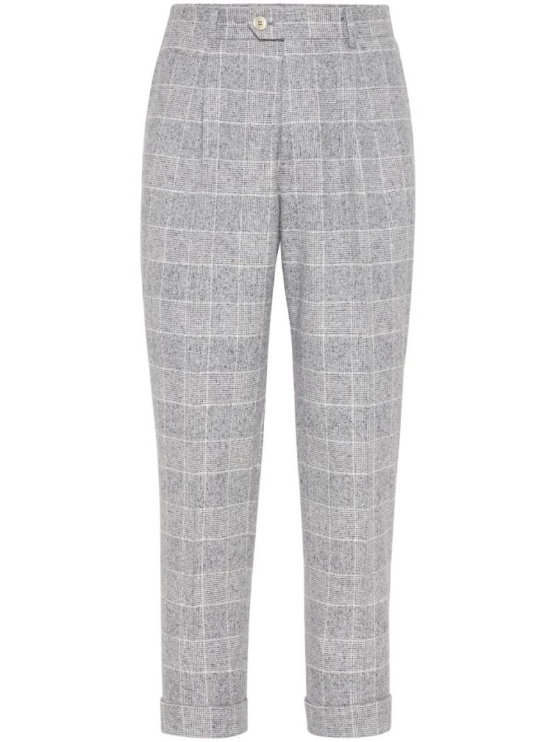 Brunello Cucinelli Prince of Wales check tapered trousers - Grey von Brunello Cucinelli