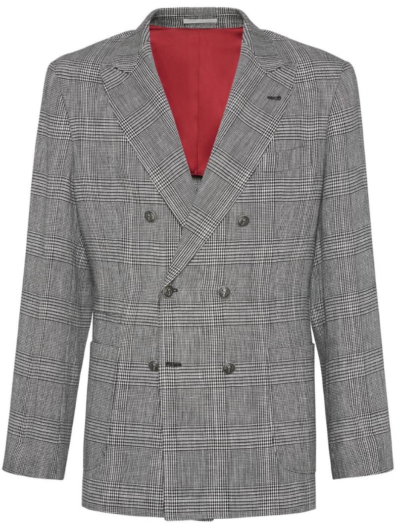 Brunello Cucinelli Prince of Wales deconstructed blazer - Black von Brunello Cucinelli