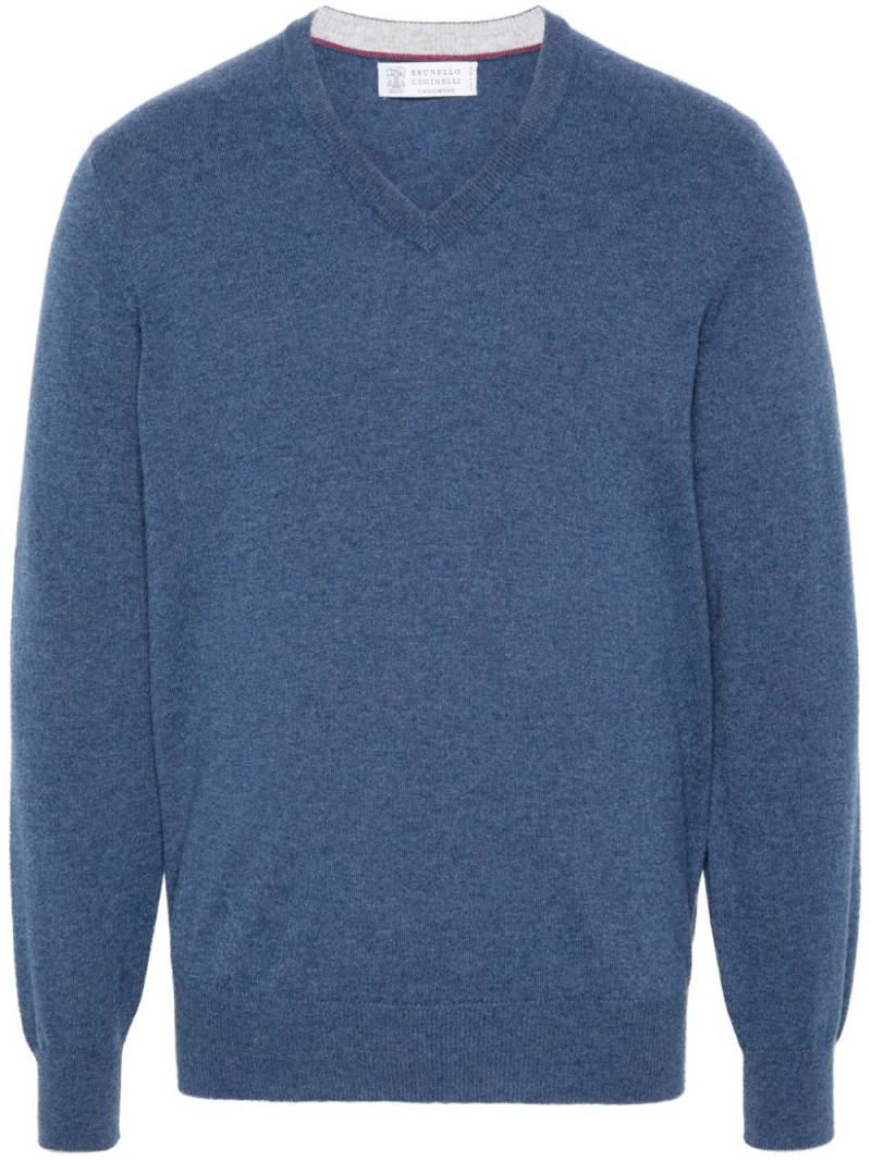 Brunello Cucinelli V-neck cashmere jumper - Blue von Brunello Cucinelli