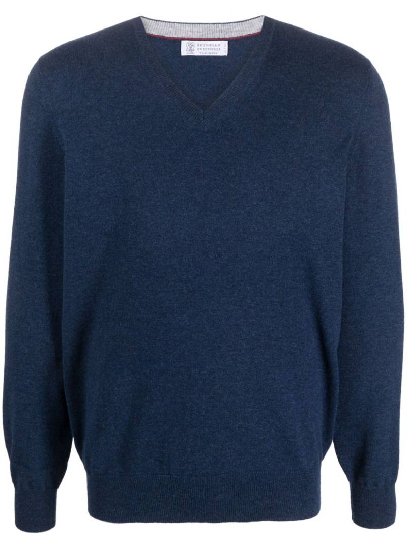 Brunello Cucinelli V-neck cashmere jumper - Blue von Brunello Cucinelli